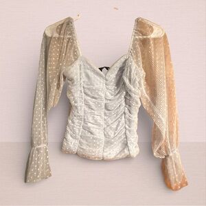 Baby Blue Elegant Sheer Polka Dot Women's Top